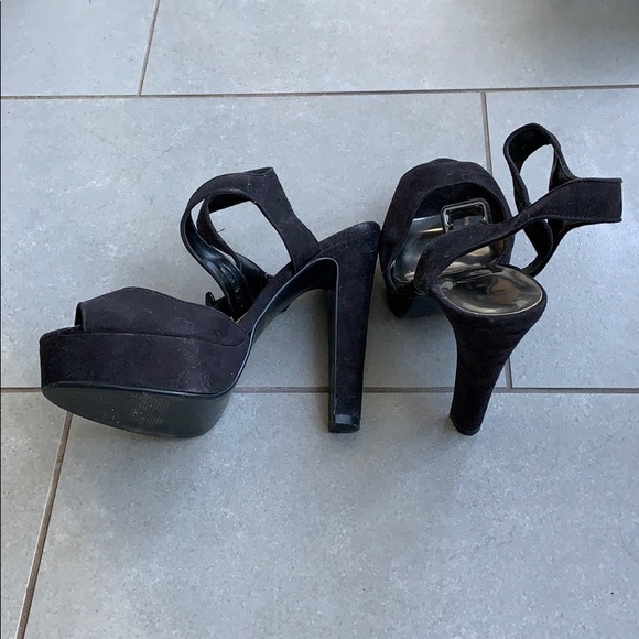 ASOS black suede platform heeled sandals - Picture 2 of 6